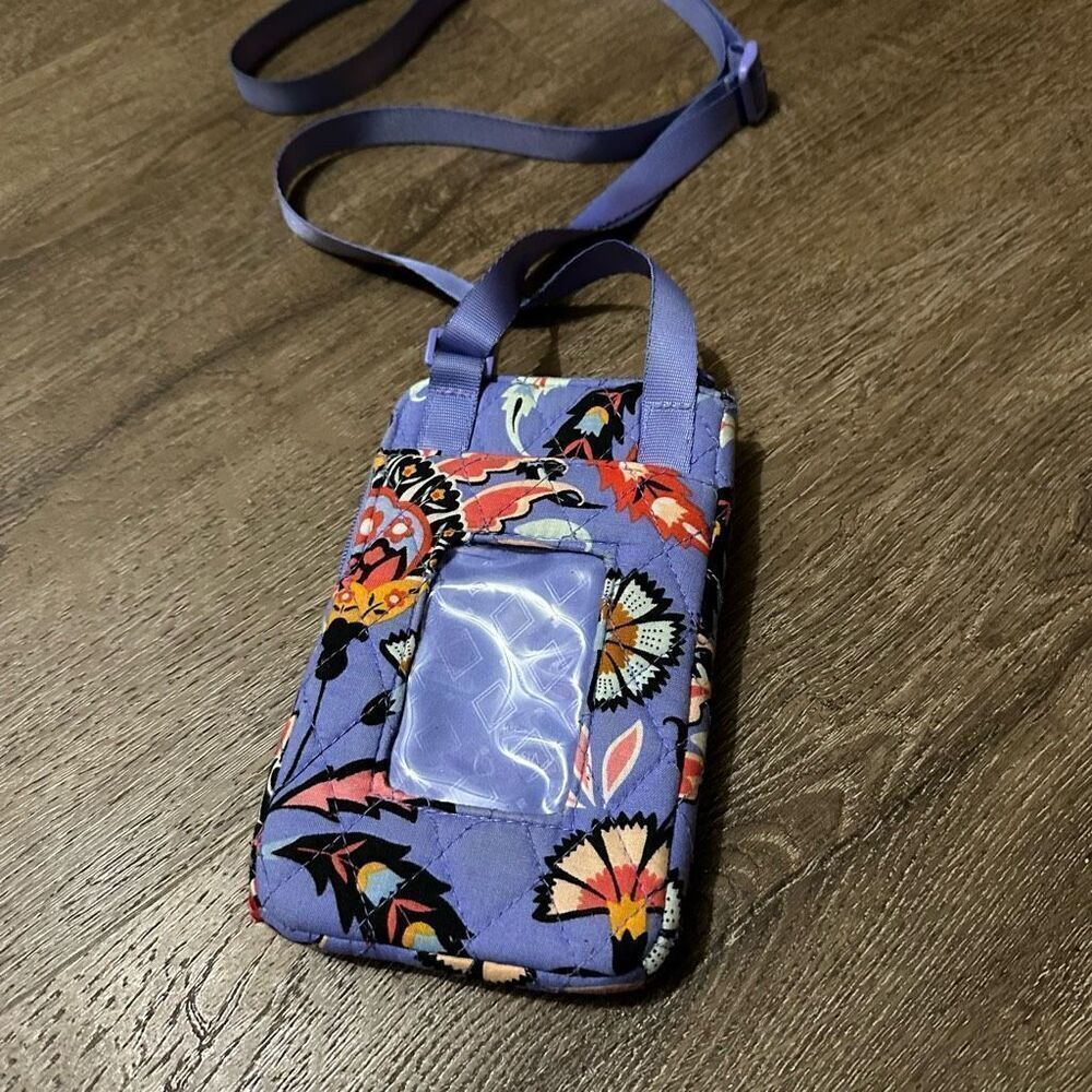 Vera Bradley Mural Garden RFID Mini Cellphone Crossbody Purple Floral